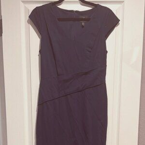 Blue Ruched Sheath Midi Dress